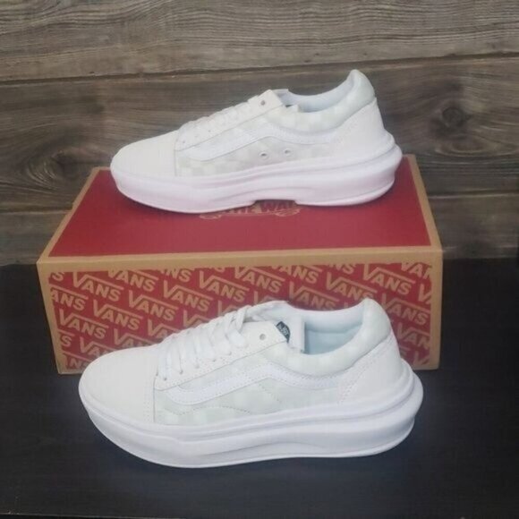 Vans Shoes - New Vans Old Skool Over Womens White Platform Shoes Size 6.5 Checkerboard Skater
